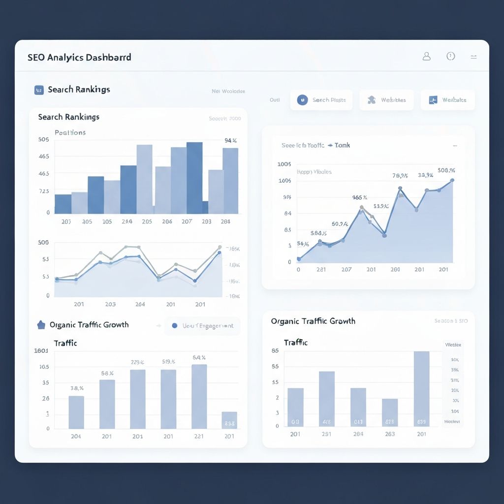 SEO Services Dashboard with Rankings and Traffic Analytics
